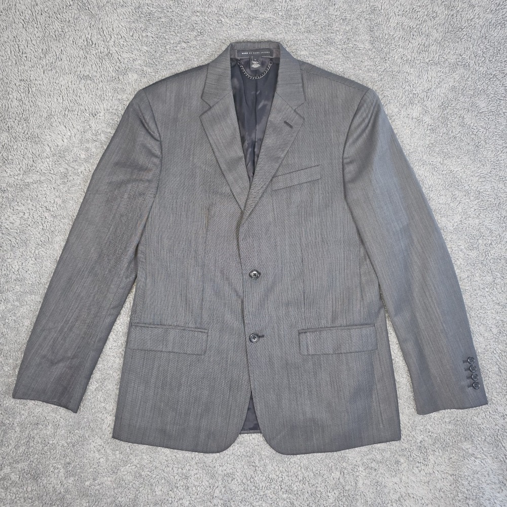 Marc by Marc Jacobs Gray 100% Wool Fleece 2-Btn Blazer Jacket Large